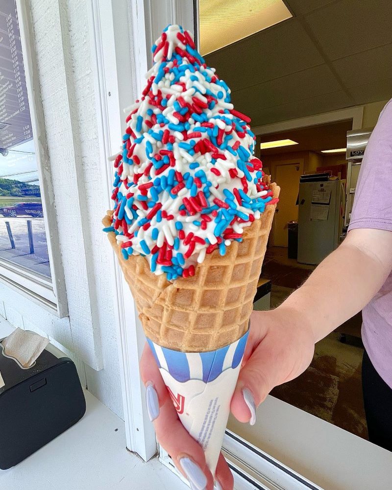 Vanilla waffle cone with sprinkles