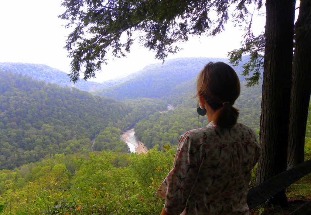 A woman looks out over the Loyalsock Canyon Vista